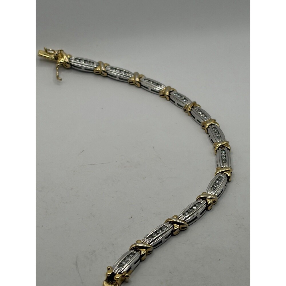 Italian Two-Tone Heart Link Bracelet - Sterling Silver & Gold-Plated Accents JJT